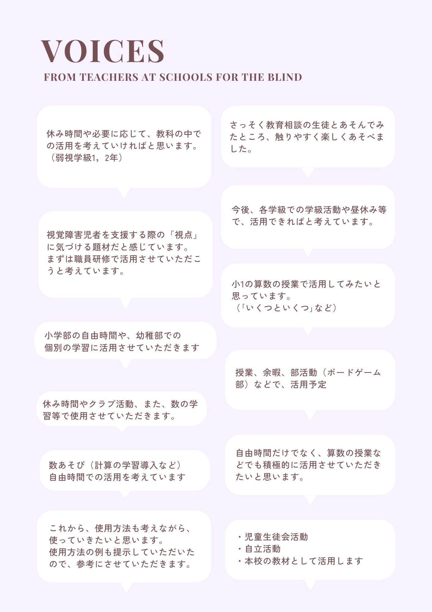 全国の盲学校へ寄贈後に先生からいただいたご感想3
